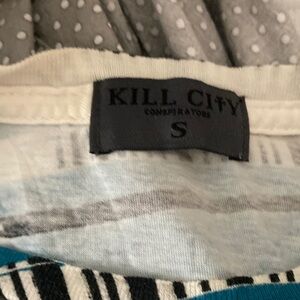 Kill City Men's Striped Short Sleeve Tee - Blue and Black